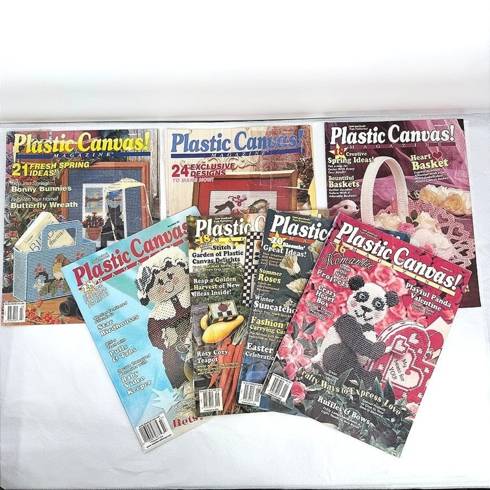 Plastic Canvas Magazine LOT of 7 Vintage Patterns Projects Home Decor Crafting